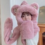 Hooded Hat Scarf Set Manufacturer - Autumn Winter Thickened Warm One-Piece Moe Bear Cotton Long Three-PC for Children