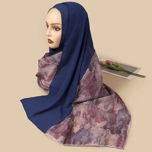 Geometrical Hijab Manufacturer - Pattern Chiffon Crystal Rhinestone Diamond Long Style Shawl Scarf Muslims Wholesale Dubai