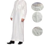 Men's Abaya Dress Manufacturer - Polyester Stand Collar Pocket Cross-Border Design for Qatar Adults Summer Wholesale
