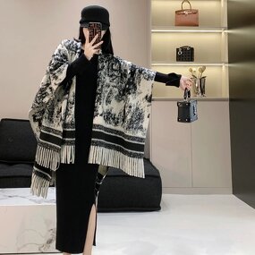 Cashmere Shawl Manufacturer - Women's Korean Joker Striped Pop Winter Travel Cape Coat