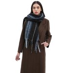 Striped Scarf Manufacturer - Autumn Winter Classic Long Polyester with Printed Flower Tassels