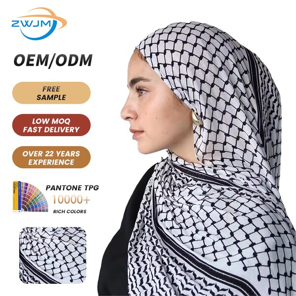 Palestinian Chiffon Hijab Manufacturer - New Printed Scarf for Women Muslim Head Scarf Kufiya Shawl for Spring