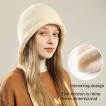 Korean Style Hat Manufacturer - Autumn Winter Women's Cute Sweet Soft Plush Knitted Lei Feng Hat with 3D Embroidery