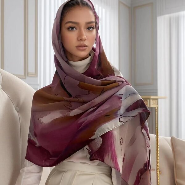 Modal Scarf Manufacturer - Aquarel Bloemenprint Ademend Licht Gewicht Zachte Katoenen Rayon Viscose