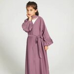 Girls' Abaya Dress Manufacturer - Elegant Three-Layer Chiffon Casual Polyester Headband for Children for All Summer Autumn Spring