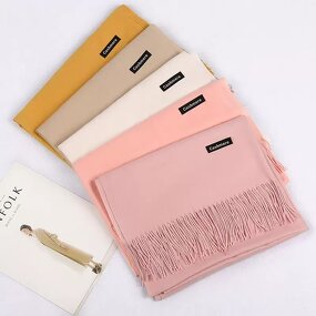 Tassel Scarf Manufacturer - High-Grade Women's Korean Style Red Winter Cashmere Solid Color