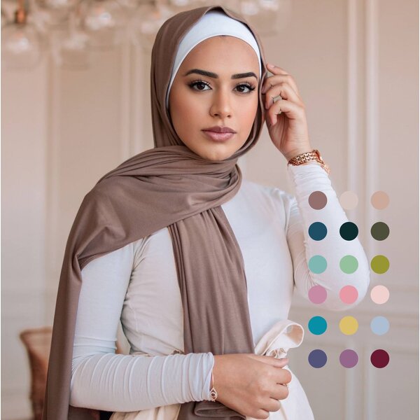 Bonnet Hijab Manufacturer - Dubai Islamic 95% Cotton Jersey Fabric Solid Pattern Lightweight Turban