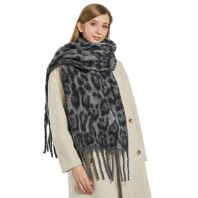 Leopard Tassel Scarf Manufacturer - Autumn Winter European American Retro High-End New All-Match Warm Polyester Material