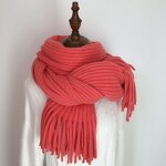 Knitted Shawl Manufacturer - Women's Winter Korean Style All-Match New Thickened Warm Wool Men's Solid Color Tassel Long