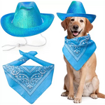 Pet Hat Scarf Set Manufacturer - Iridescent Cowboy Style for Dogs and Cats Traditional Western