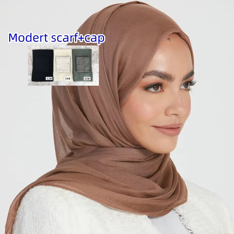 Silk Pashmina Hijab Manufacturer - Autumn Women's Modal Cotton Jersey with Sprinted Palestinian Cap