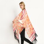Beach Shawl Manufacturer - Spring and Summer Travel Tassel Print Big Seaside Holiday Sunscreen Turkish Towel Scarf