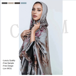 Satin Hijab Scarf Manufacturer - Premium Ombre Marble Water Print Brimming Chiffon Silk Muslim Shawl