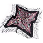 Cotton Square Headscarf Manufacturer - Best Selling Large Size Russian Tassel Ethnic Style Soft Floral Summer Adults Custom