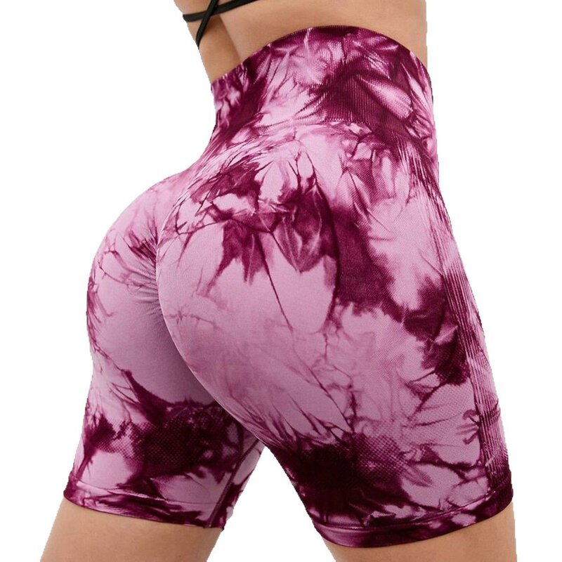 Sports Shorts Manufacturer - Women's Summer Three-Point Running Quick-Drying Tie-Dye Yoga Peach Hip Tight Bodysuits
