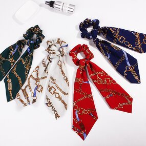 Scrunchies Manufacturer - JINGMI Ribbon Hair Tie Long Wind Printed Scarf Fashion Hair Band Custom