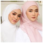 Lace Wedding Shawl Manufacturer - Malaysia Custom Hot Drills Embroidery Lace Scallop Voile Chiffon