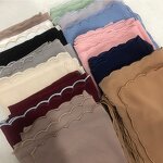 Pure Chiffon Hijab Manufacturer - Women's New Embroidery Lace With Hot Pearl Long Square Summer