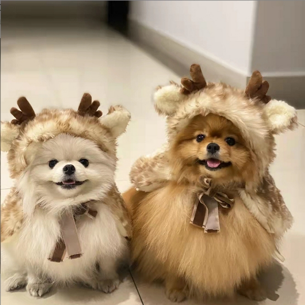 Dog Costume Manufacturer - Christmas Reindeer Cape Cat Transformation Hat Pet Apparel
