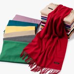 Cashmere Shawl Manufacturer - Women's Solid Thick Warm Casual Winter Pashmina Wrap with Tassel