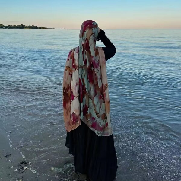 Rayon Viscose Shawl Manufacturer - New Digital Print Ademende Hijaabs Chiffon Voile Colorful Tie-Dye