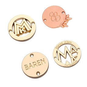 Zinc Alloy Label Manufacturer - Customized Rectangular Metal Suture Electroplated Gold