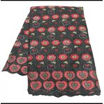 Embroidered Voile Lace Fabric Manufacturer - High Quality 100% Cotton Eco-Friendly with Rhinestones for Wedding Dresses Party