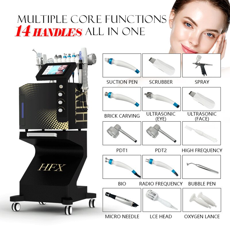 Hydro Microdermabrasion Machine Factory - 14 in 1 Features Skin Tightening Oxygen Cleaning