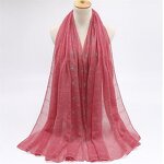 Muslim Hijab Factory - Long Wrap Plaid Scarf with Stones