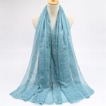 Muslim Hijab Factory - Long Wrap Plaid Scarf with Stones