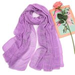 Muslim Hijab Factory - Long Wrap Plaid Scarf with Stones