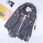 Cashmere Scarf Factory - Embroidery Flower Pashmina Hijab
