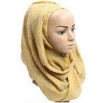 Muslim Hijab Factory - Long Wrap Plaid Scarf with Stones