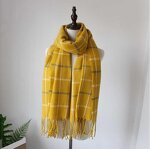 Pashmina Scarf Factory - Plaid Yellow Fringe Wrap Wholesale