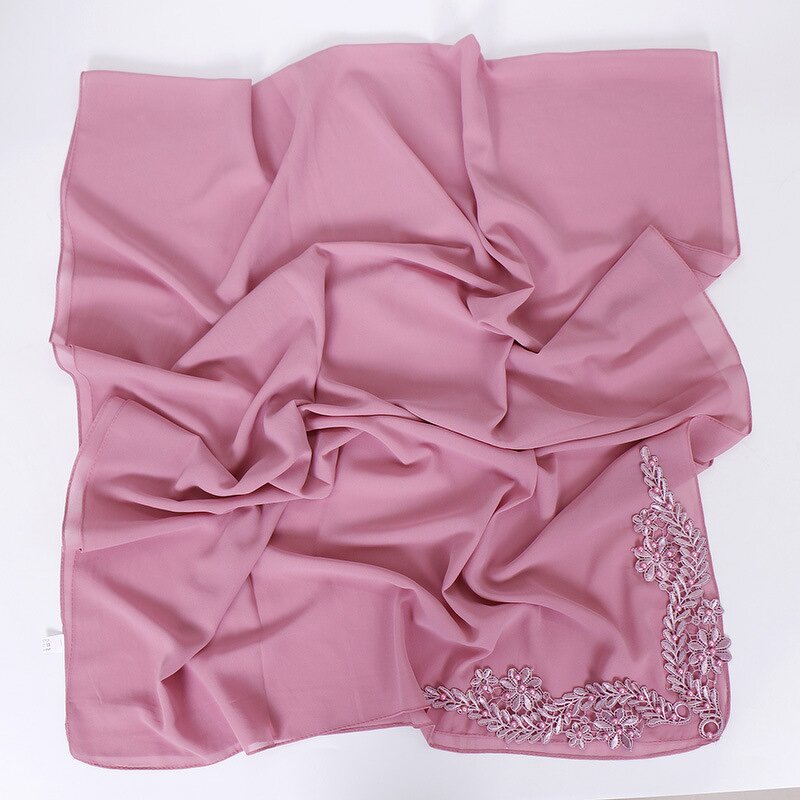 Hijab Scarf Factory - Bubble Chiffon Flower Embroidery