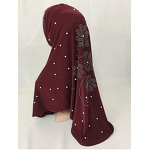 Muslim Hijab Factory - Pleated Rhinestone Cotton Scarf