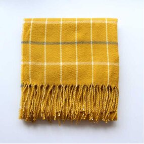 Pashmina Scarf Factory - Plaid Yellow Fringe Wrap Wholesale