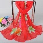 Polyester Scarf Factory - Flower Long Chiffon Shawl Supplier