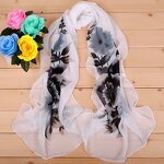 Polyester Scarf Factory - Flower Long Chiffon Shawl Supplier