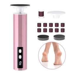 足部护理工具供应商-代工2合1电动老茧去除器指甲抛光器9速金属棒