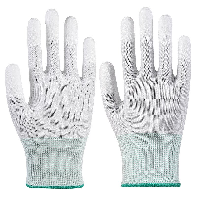 Safety Gloves Factory - White PU Coated Fishing Anti Static Wear