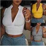 Women's Vest Factory - OEM V-Neck Tight Sexy Zipper