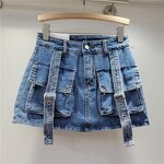 Denim Short Dress Factory - OEM Retro Pink Pocket Strap