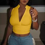 Women's Vest Factory - OEM V-Neck Tight Sexy Zipper