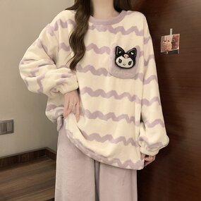 Cute Flannel Pajamas Set Factory - OEM Autumn Winter Thick Style