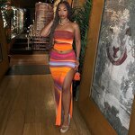 Halter Top Skirt Suit Manufacturer - OEM Gradient Printing Sleeveless