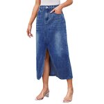 Ripped Denim Skirt Manufacturer - OEM Vintage High Waist Midi
