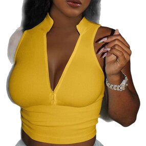 Women's Vest Factory - OEM V-Neck Tight Sexy Zipper