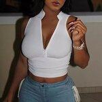 Women's Vest Factory - OEM V-Neck Tight Sexy Zipper