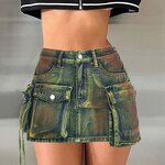 Denim Skirt Factory - OEM Irregular Pocket Tie Dye Pattern
